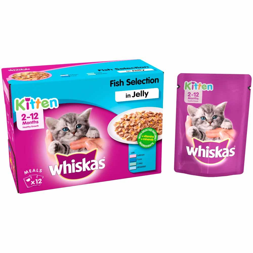 WHISKAS 2-12 Months Kitten Poultry Selection in Jelly 12 x 100g (1.2kg)