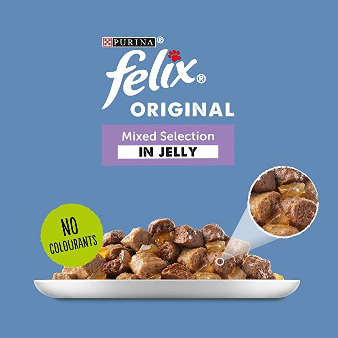 Felix Adult Cat Mixed Selection in Jelly Wet Food Pouch 100g