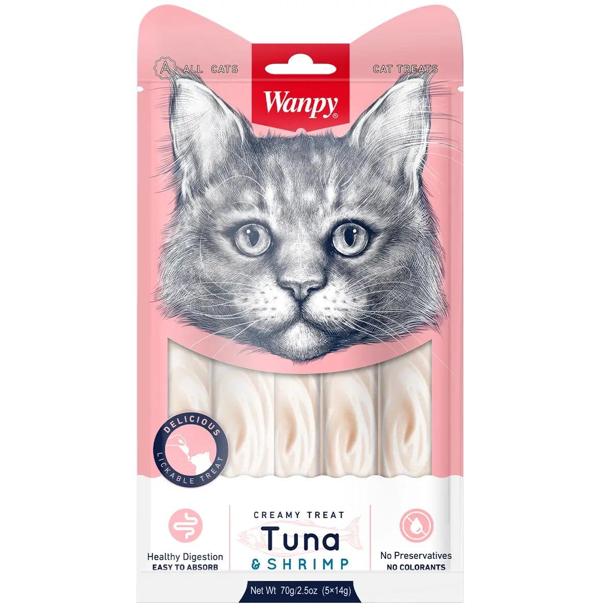 Wanpy Creamy Lickable Tuna & Shrimp Treats for Cats