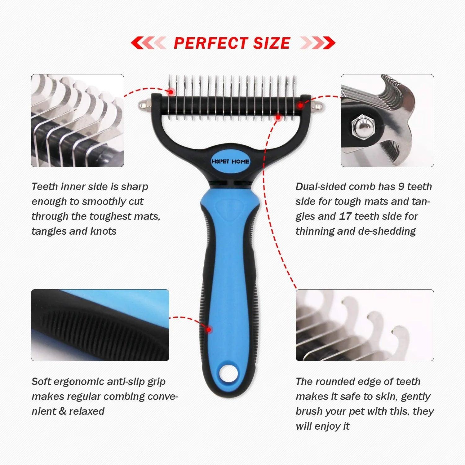 Dual Head Safe Pet Grooming & Dematting Comb