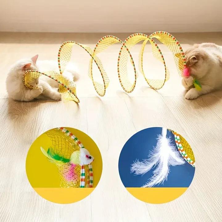 Large Size Foldable Cat Tunnel with Feather