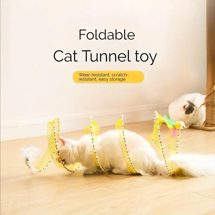 Large Size Foldable Cat Tunnel with Feather